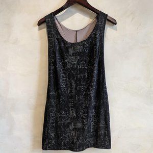 Handmade Jersey Dress with Black Grey Rubberized Distressed Texture, Size Small